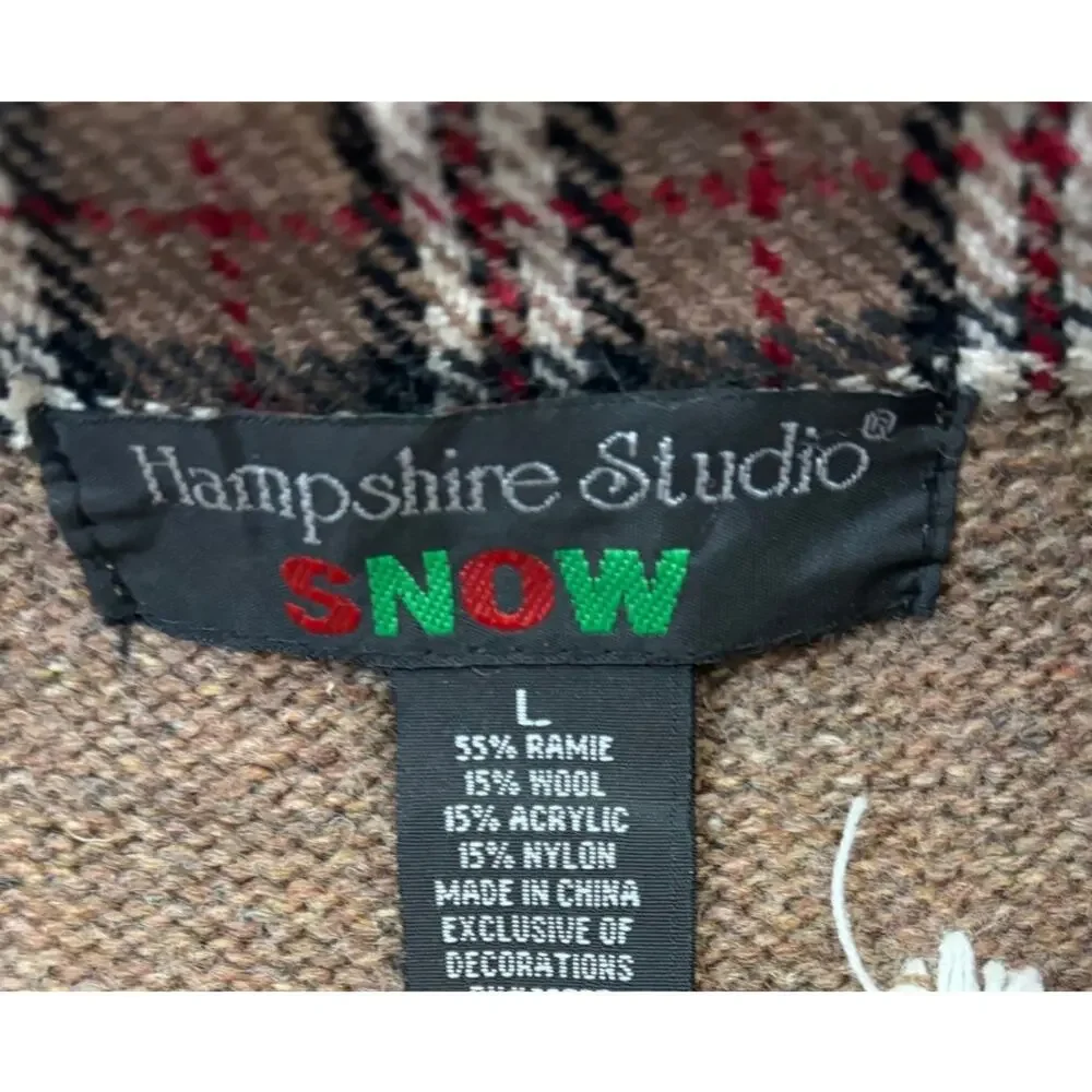 Hampshire Studio Snowman Sweater Vest Large Brown Christmas Holiday Knit